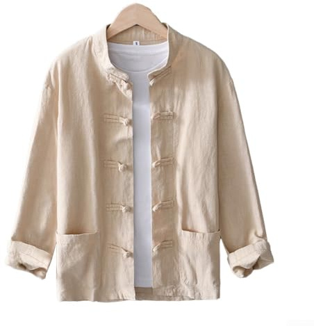 Chemises uniformes traditionnelles de style chinois pour homme, hauts décontractés (2XL kaki)