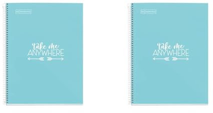 Miquelrius 49986, Taccuino Messages, 1 Striscia Colorata, A4, 80 Fogli a Righe Orizzontali, Carta 90 g, 4 Fori, Copertina in Cartone Duro, Blu (Confezione da 2)