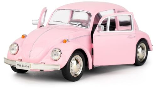 imtfzct 1/36 Volkswagen Käfer 1967 Modellauto, Leichtmetall- Kinder Spielzeugauto, Modellauto mit Pull Back Funktion, Sammlerstück Spielzeugauto, Geschenk für Kinder (rosa)