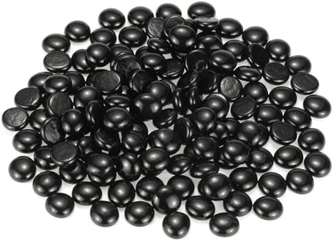 M METERXITY High Luster Round Fire Glass Beads, Glass Gems, Glass Rocks for Fish, Glass Marbles for Vases/Fire Pit/Crafts/Aquarium/Garden Decorations 18-22mm, 900g/1.98-Pound [Black]