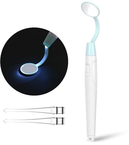 Flintronic Mundspiegel mit LED-Licht, Oral Dental Mirror, Antibeschlag Dentalspiegel mit 2 Beleuchtungsmodi, Mund Zahn Inspektion Spiegel, Wiederverwendbare LED Zahnpflegespiegel für Zahnpflege