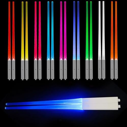 9 Color Led Chopsticks, Lightsaber Chopsticks Light Up, Chopsticks Reusable, Light Saber Chop Sticks for Kitchen Dinner Party Sushi Cutlery