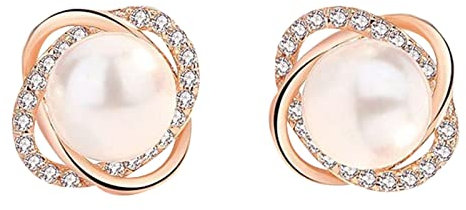 Mehrfarbige Ohrringe Verkrustete Perlenohrringe Roségold Perlenohrringe Schmuck Ohrringe Für Frauen Frische Ohrringe Ohrringe Auffällig (Rose Gold, One Size)