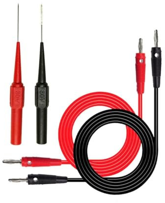 KAWISH Multimeters Prüfsonde Set, 4mm Bananenstecker und 0.7mm Testsonde Testkabel Verlängerung Messleitungen Prüfkabel für für Digitale Multimeter und Labornetzgeräte