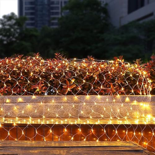 BACEYIOVE Lichternetz Außen 6x4m 627 LED Lichterkette Netz,8 Modi Lichterkettennetz Wasserdicht Lichtervorhang für Zimmer Wand Hochzeit Zaunbüsche Garten Deko(Size:6m*4m)