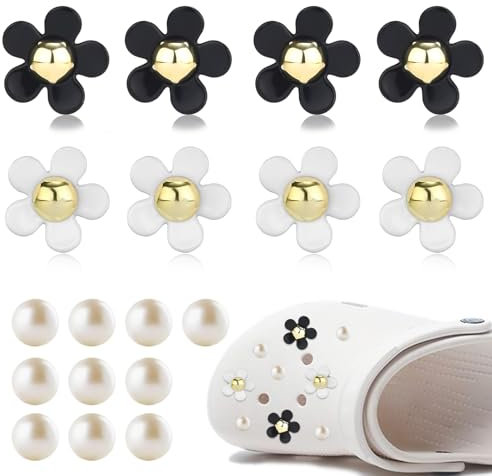 Barlone 18 Stück Schuh Charms, Blumen Schuhanstecker für Crocs, PVC Blumen Schuh Charms, Perle Schuhanhänger, Diamante Schuhschmuck für Mädchen, Jungen, Kinder