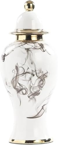 GUOXU Vase en céramique Peint à l'encre avec Couvercle, Style Ming, Style Chinois, créatif et Unique.(2)