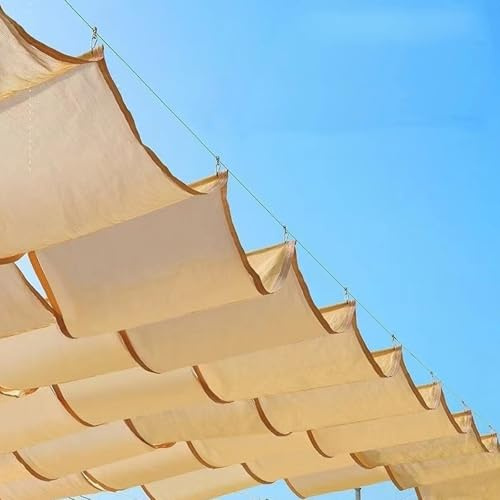 Einziehbar Welle Sonnensegel, Verstellbar Schattenabdeckung mit Montagesatz, Outdoor Pergola UV-beständig Markise für Balkon Terrasse Garten(1.6x8m)