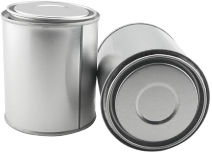 YHXiXi 2PSC Pot de peinture vide en métal avec couvercle Capacité 0,5 l Boîte argentée Seau vide Petit seau vide Peinture Latex Seau rond Fer