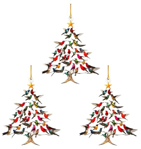 Kolibri Weihnachtsschmuck, 3 Stück Bunte Kolibri-Baum Dekoration, 8cm Hummingbird Christmas Ornament für Zuhause, Geschenk für Vogelliebhaber