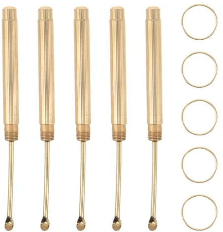 CIYODO 5pcs Portable Metal Ear Cleaning Pick Japanese Style Earwax Scooper Spoon Keychain for Travel Home Use Ear Digging Tool