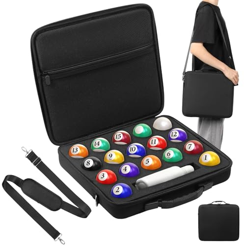 Billardkugel Tasche 17 Loch Schaumstoffschutz Billardkugel Aufbewahrungstasche mit Verstellbare Schultergurte reißverschlüsse Billard Ball Koffer Billardkugeln Aufbewahrungsbox für Ausflüge, Reisen