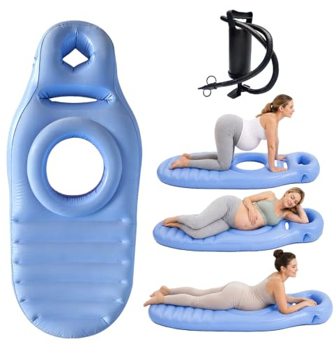 SGZIOO Aufblasbares Schwangerschaftskissen, Schwangerschafts Kissen mit Bauchöffnung Luftmatratze für Schwangere zum Liegen auf dem Bauch mit Pumpe Yogamatte Für Schwangere für Schwangere Frauen