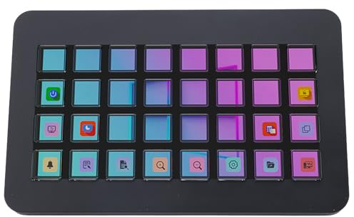 Jiawu Clavier de Contrôle de Streaming, 32 Touches LCD Programmables, Clavier Macro de Studio pour Le Streaming en Direct sur PC, Configuration de Bureau. (Black)