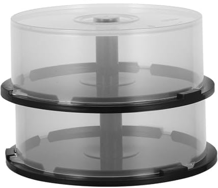 Generico Contenitore Rotondo per CD e Dvd, 2 Pezzi Secchiello Porta CD da 25 Pezzi, Design Trasparente, per Conservazione di Dischi in Casa e Ufficio