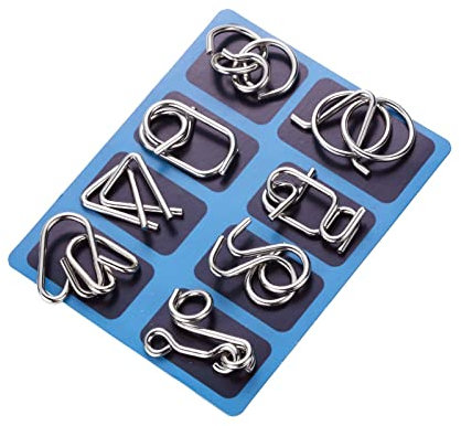 Holzsammlung 8 Stück Knobelspiele Metall, Metallpuzzle Metallknobellei Set IQ Spiele Geduldspiel Geschicklichkeitsspiel, Metal Puzzle Denkspiele Spielzeug Mini Geschenk für Erwachsene und Kinder