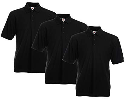 Fruit of the Loom Men's 63-402-0 Polo Shirt, Black (Black 36), 5XL (Pack of 3)