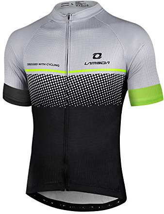 LAMEDA Kurzarm Radtrikot Herren Funktionsshirt T-Shirt Jersey Elastische Atmungsaktive Schnell Trocknen Stoff Fahrradtrikot für Radsport Outdoor Sport(Grau M)