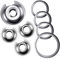 Set di 3 padelle per fornelli elettrici, 15,2 cm, WB32X10012 (confezione da 3 piccole) e 20,3 cm WB32X10013 (1 confezione grande), cromate con 4 anelli di rifinitura per bruciatore G-E Surface Burner