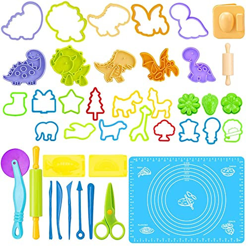 Harxin 40 Piezas Moldes para Plastilina,Amasadora Herramienta de Plastilina Herramientas, Accesorios de Plastilina Cortadores de Galletas (Moldes para Plastilina)
