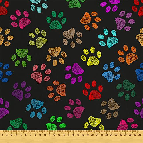 HEKO PANELS Stoff Oxford Wasserdichte Meterware Canvas Polyester Stoff Zum Nähen Nähstoffe Möbelstoffe Dekostoffe Handwerken Wasserabweisend Blickdicht Pfoten Bunt 3 Meter 155 x 300 cm