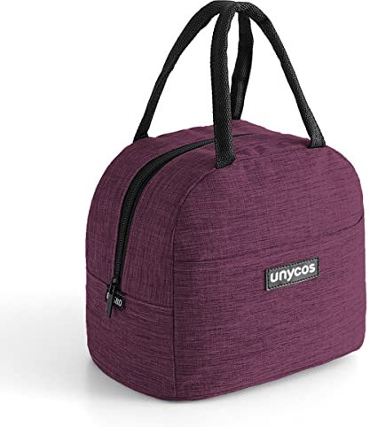 unycos - 7L Kühltasche, Lunch Bag, Thermotasche mit Folienfutter, Lunchtasche Isoliert, Regenjacke, Leichte, Einfache Reinigung, Lunchbox Tragbar, Tasche Arbeit Reisen Büro Picknick (Lila)