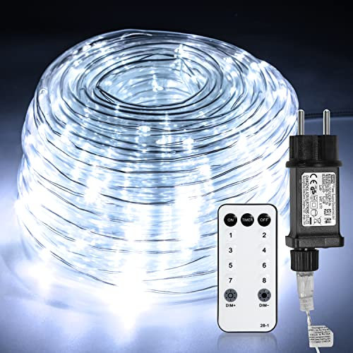 Sonnewelt Lichterschlauch Aussen 30M 300LEDs, Lichtschlauch Außen Innen 8 Modi Lichtschlauch für Weihnachten, Party. lichterschlauch mit Fernsteuerung. Wasserdicht Außenlichterkette-Weiß