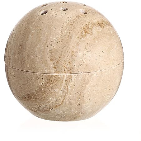 SUMNACON Marmor Räuchergefäß mit Deckel Räucherstäbchenhalter Räucherschälchen Räucherschale Weihrauchbehälter Hausdekoration für Schlafzimmer Yoga Wohnzimmer Geschenk Ballform Beige