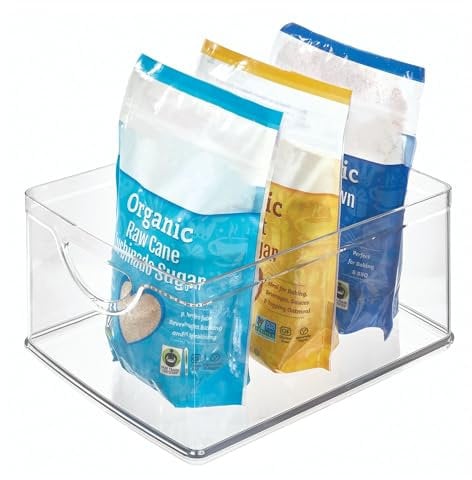 iDesign Aufbewahrungsbehälter aus recyceltem Kunststoff mit integrierten Griffen, 25,4 x 20,3 x 12,7 cm, transparenter Mülleimer