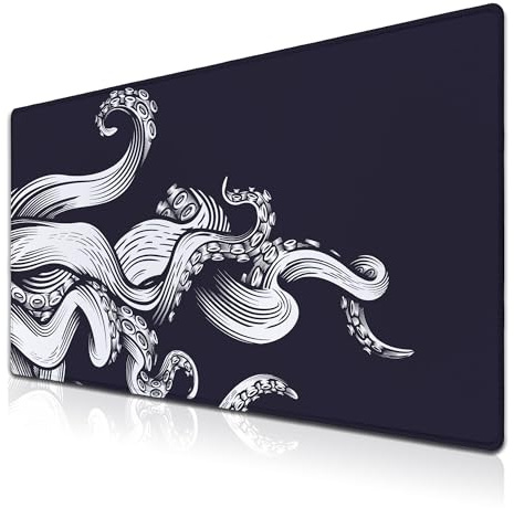 Samgula Gaming-Mauspad, schwarz, extra große Mauspads, Computertisch-Zubehör für Herren, Computer-Matten, Mauspad, XXL, rutschfeste Gummiunterseite, 90 x 40 cm, für Spielbüro, Oktopus