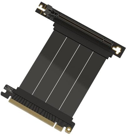 LINKUP - AVA5 PCIE 5.0 Riser-Kabel | RTX5090 RX9070 GPU Bereit | x16 128GB/s Geschwindigkeit | PCIe 4.0 & WRX80/WRX90E Kompatibel | Rechter Winkel, Schwarz 10cm (Gesamtlänge 14cm)