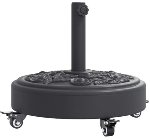 vidaXL Base per Ombrellone con Ruote per Pali Ø38/48 mm 27 kg Rotonda, Base per ombrellone con Ruote, Base per ombrellone Rotonda, Porta ombrellone