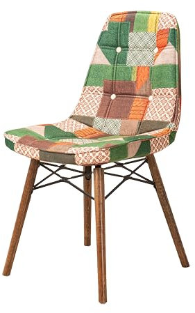 Stuhlmann Stühle - Stuhl Denver 632E - Esszimmerstuhl, Küchenstuhl, Polsterstuhl, Wohnzimmerstuhl mit Holzbeinen (Multi-grün)