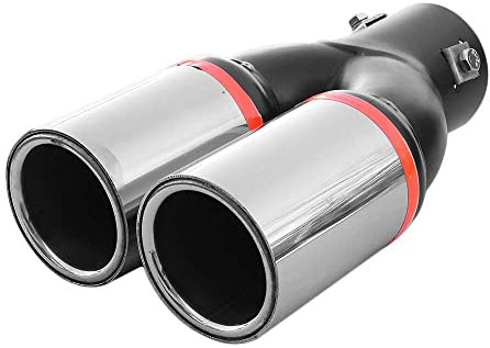 Rumplex Auspuffblende Doppelrohr Doppel Rund Edelstahl Sportauspuff Auspuff Endrohr Ende Endrohrblende Auspuffspitzen Endrohrblenden Schalldämpfer Spitze Universell Auspuffrohr Chrom Rostfrei