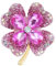 Fonyiunce Brosche, Vierblättriges Kleeblatt Brosche, Damen Kristall Brosche, Strass Blumenstrauß Brosche Elegante Brosche, Strickjacke Elegant Metall Brosche für Frauen Hut Tasche Hochzeit (Rosa)