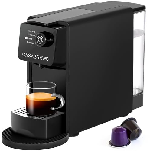 CASABREWS CM7036E - Máquina de café espresso para cápsulas originales Nespresso, mini cafetera de 20 barras con 4 modos de elaboración y tanque de agua extraíble de 21 onzas, cafetera de cápsulas