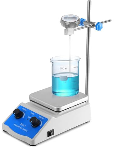 Magnetic Stirrer, Hotplate 100~2000rpm Rotational Speed, 180W Heating Power 1L Magnetic Mixer, Dual Control, Stepless Speed Regulation, with Stirring Bar & Support Stand（12 * 12cm）
