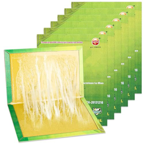 Sticky Pest Trap Boards 6 Pack, Extra Strong Multi-Use Glue Trap Pads for Indoor Outdoor Home Kitchen Garden