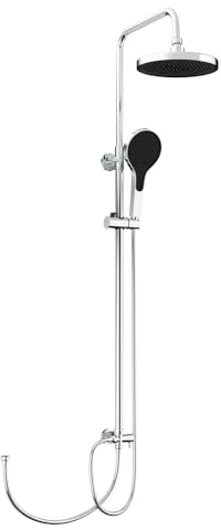 CURUK Shower Riser Rail Kit, 9-Inch Rain Shower Head and Hose Set with Adjustable Holder, Wall Mounted Shower Unit with Rainfall Head for Bathroom