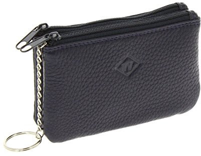 FASHIONGEN - Porte-Monnaie en Cuir à Double Compartiment à Zip, pour Homme et Femme - Bleu Marine