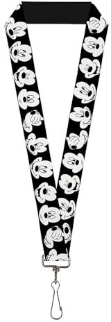 Buckle-Down Unisex-Erwachsene Schlüsselband – 1.0 – Mickey Mouse Expressions C/U schwarz/weiß Schlüsselanhänger, Mehrfarbig, Einheitsgröße