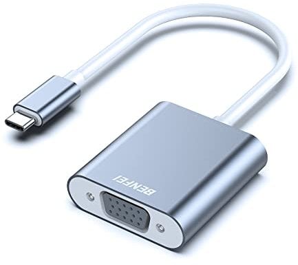 BENFEI Adaptateur USB C vers VGA, Thunderbolt 3/4 vers VGA Mâle vers Femelle, Compatible avec MacBook Pro/Air, iPhone 15 Plus Pro Max, Version en Aluminium