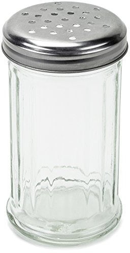 Back of House Ltd. Spice & Cheese Shaker - 12 oz. Glass Server with Metal Lid and Extra Large Holes for Parmesan and Mozzarella by