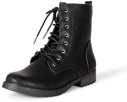 Amazon Essentials Botas de Combate con Cordones Mujer, Negro, 41 EU