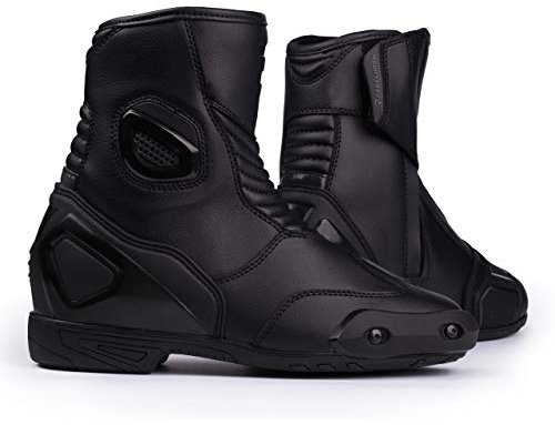REBELHORN Trip ST Short Motorradstiefel Für schnelle Fahrten und Touren Harte Fersen- und Knöchelschutzlüftung Antibakterielle Einsätze Reflektierende Elemente Schwarz 42 EU