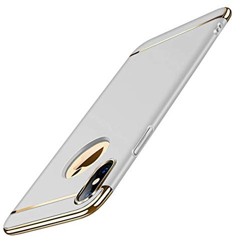 Jacyren Hülle für iPhone XS Max, iPhone XR Handyhülle 3 in 1 Ultra Dünn Kratzfest Matt Schutzhülle Hart PC Hybrid Case Slim Hardcase Rückseite HandyHülle Cover für iPhone X/XS (iPhone XR, Silber)
