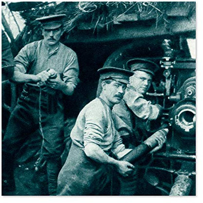 Illustrated WWI War News 1914 British Gunners Action Photo Large Wall Art Poster Print Thick Paper 24X24 Inch