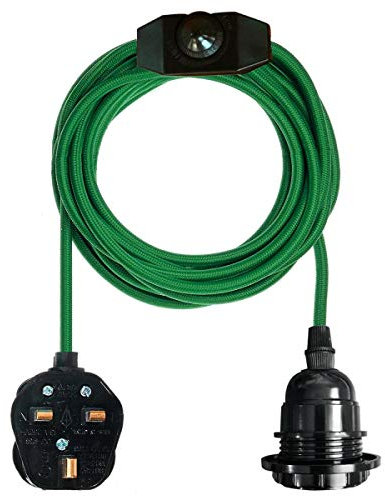Green Color Dimmer Switch 4.5m Fabric Flex Cable Plug in Pendant Lamp E27 Holder