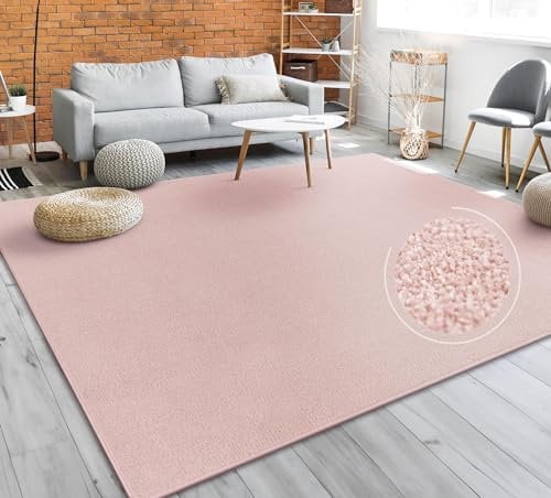 Paco Home Tappeto Pelo Corto, Lavabile, Monocolore, Semplice e Moderno, per Soggiorno, Camera da Letto e Ingresso, Dimensione:200x280 cm, Colore:Rosa