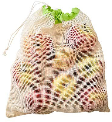 6 Obst u. Gemüsebeutel, 3x 36x24 cm und 3x 36x30 cm, 100% Baumwolle